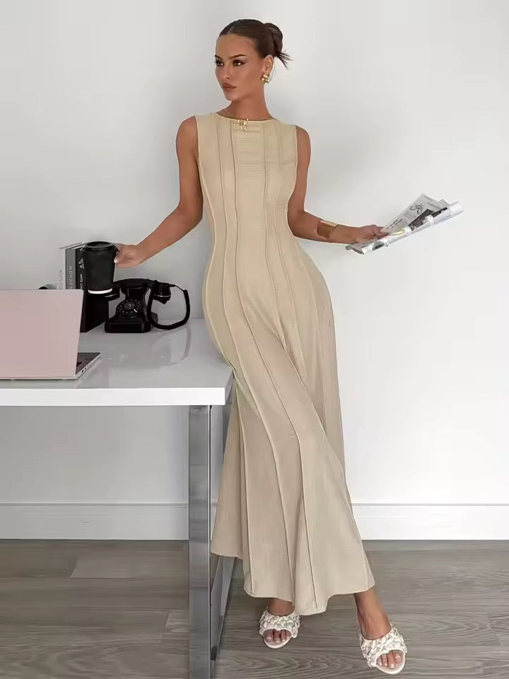 Elevated Pleated Column Dress