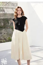 Asymmetric Contrast Midi Dress