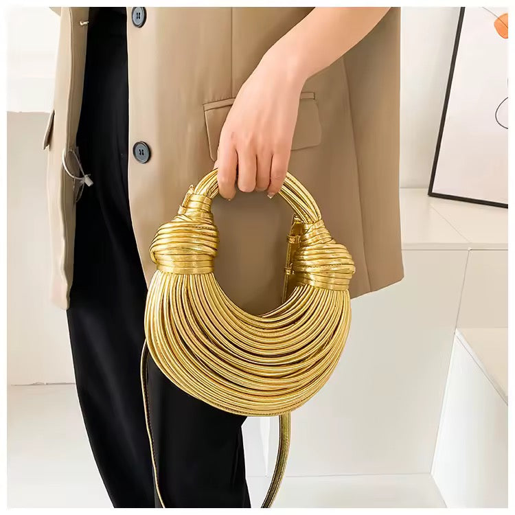 Handwoven Metallic Knot Bag