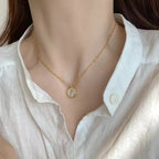 Rose Pearl Coin Necklace