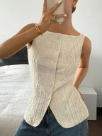 Textured Button-Up Blouse