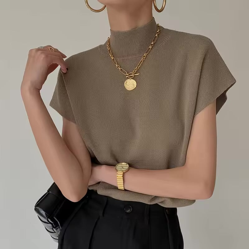 Elegant Knit V-Neck Blouse