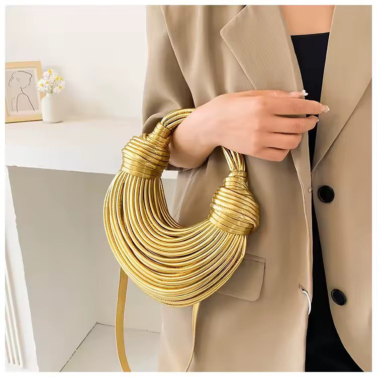 Handwoven Metallic Knot Bag