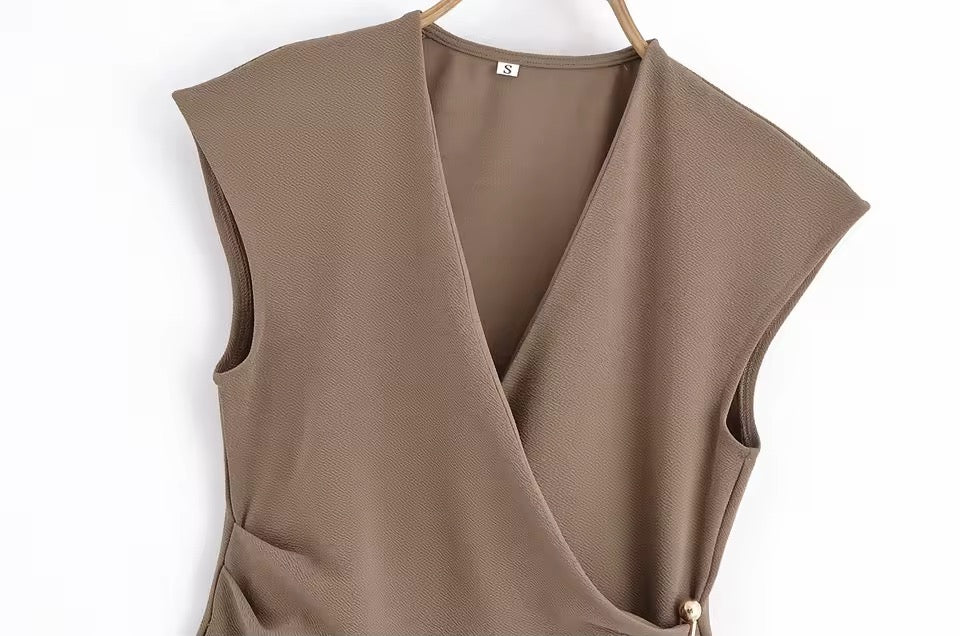 Asymmetric Wrap V-Neck Vest