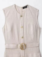 Linen Midi Dress with Belt