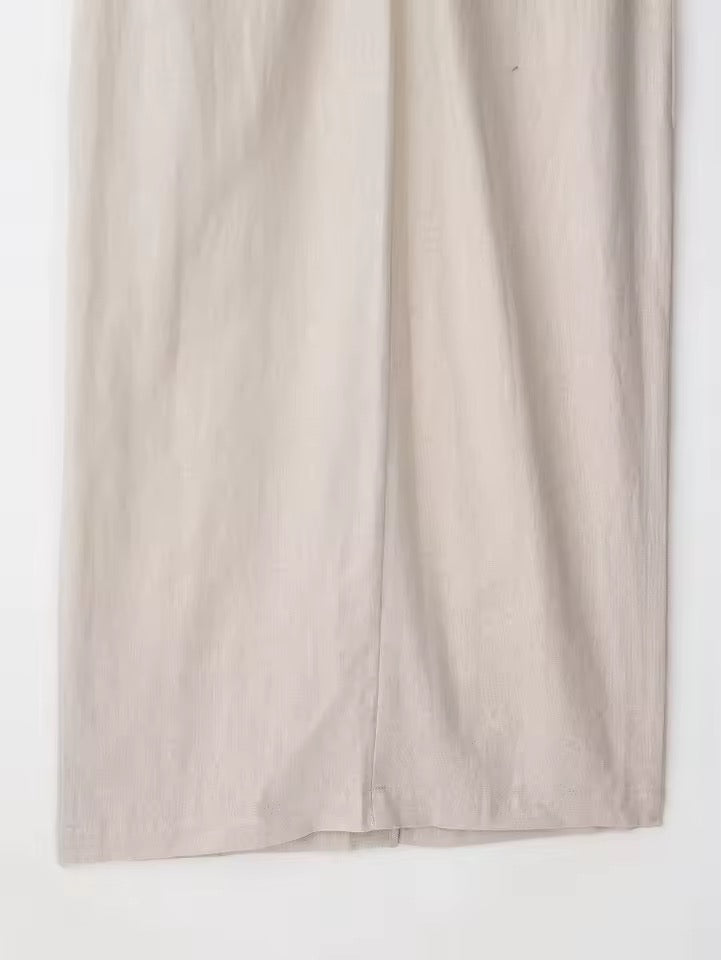 Linen Midi Dress with Belt