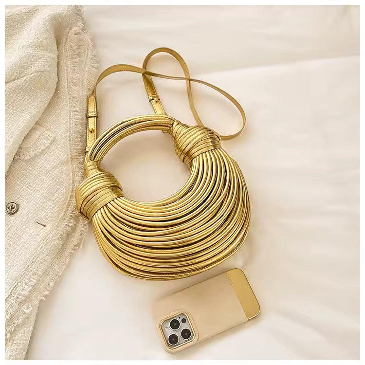 Handwoven Metallic Knot Bag