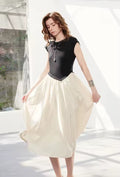 Asymmetric Contrast Midi Dress