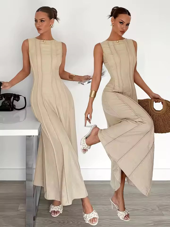 Elevated Pleated Column Dress