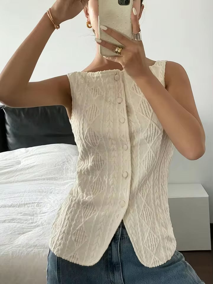 Textured Button-Up Blouse