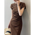 Sleek Side-Ruched Midi Dress