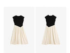 Asymmetric Contrast Midi Dress