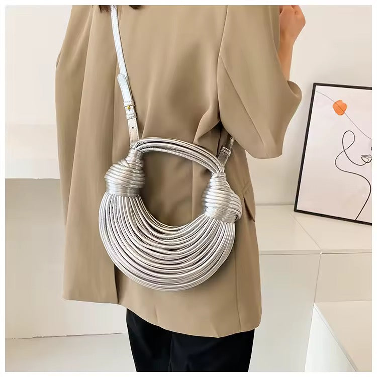 Handwoven Metallic Knot Bag