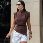 Asymmetric Pleated Sleeveless Top