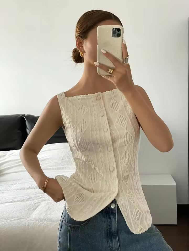 Textured Button-Up Blouse