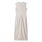 Linen Midi Dress with Belt