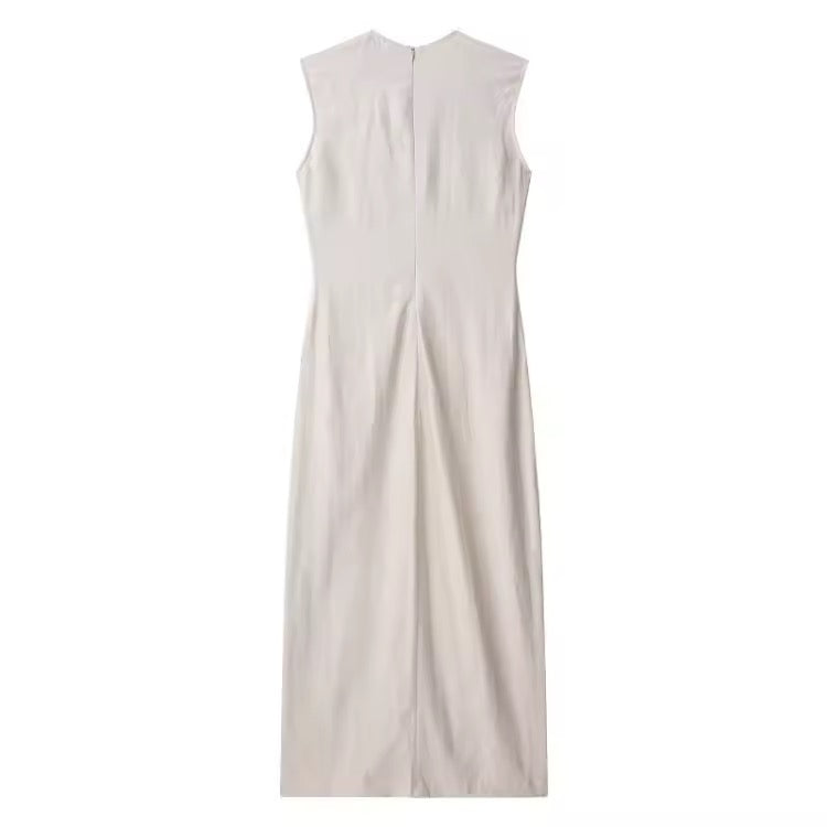 Linen Midi Dress with Belt