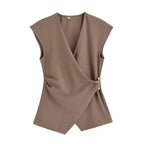 Asymmetric Wrap V-Neck Vest