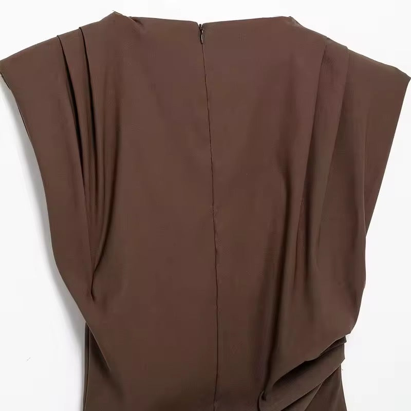 Asymmetric Pleated Sleeveless Top