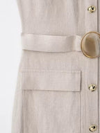 Linen Midi Dress with Belt