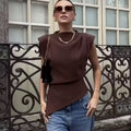 Asymmetric Pleated Sleeveless Top