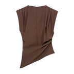 Asymmetric Pleated Sleeveless Top