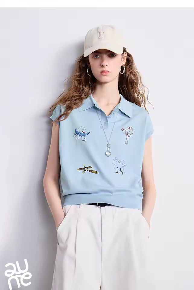 Ice Silk Embroidered Polo