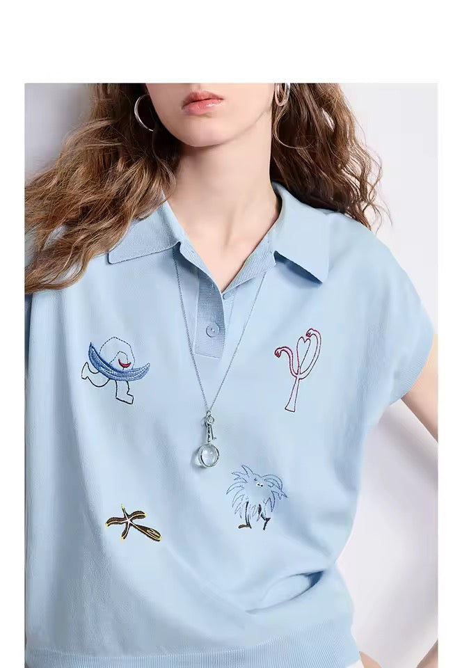 Ice Silk Embroidered Polo