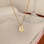 Rose Pearl Coin Necklace