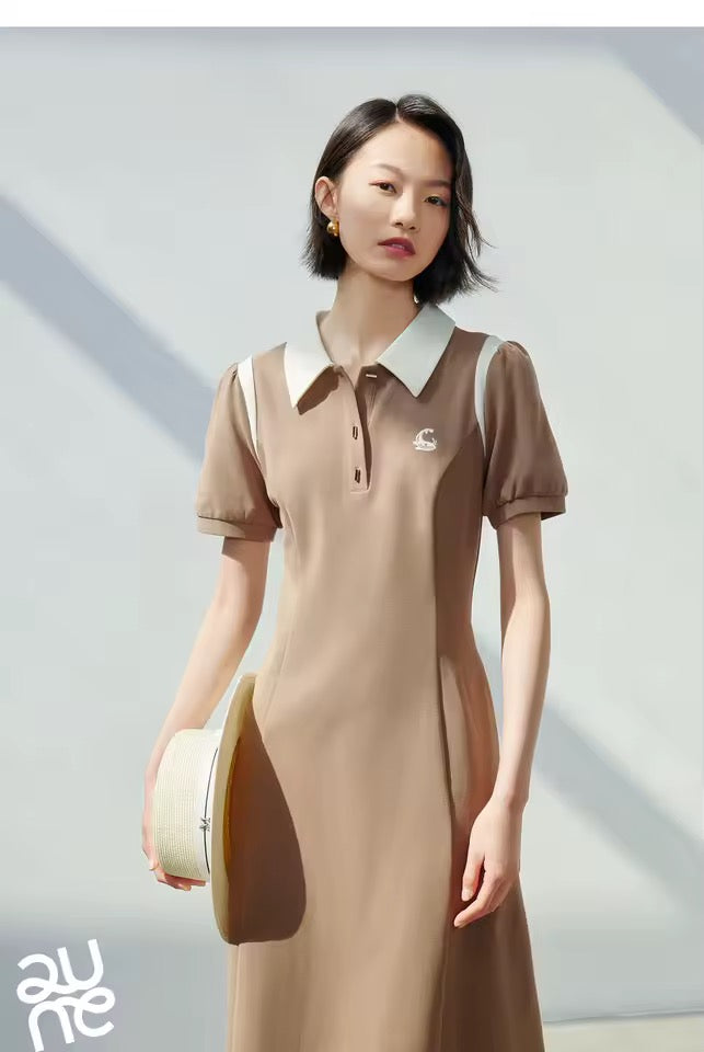 Contrast Polo Dress