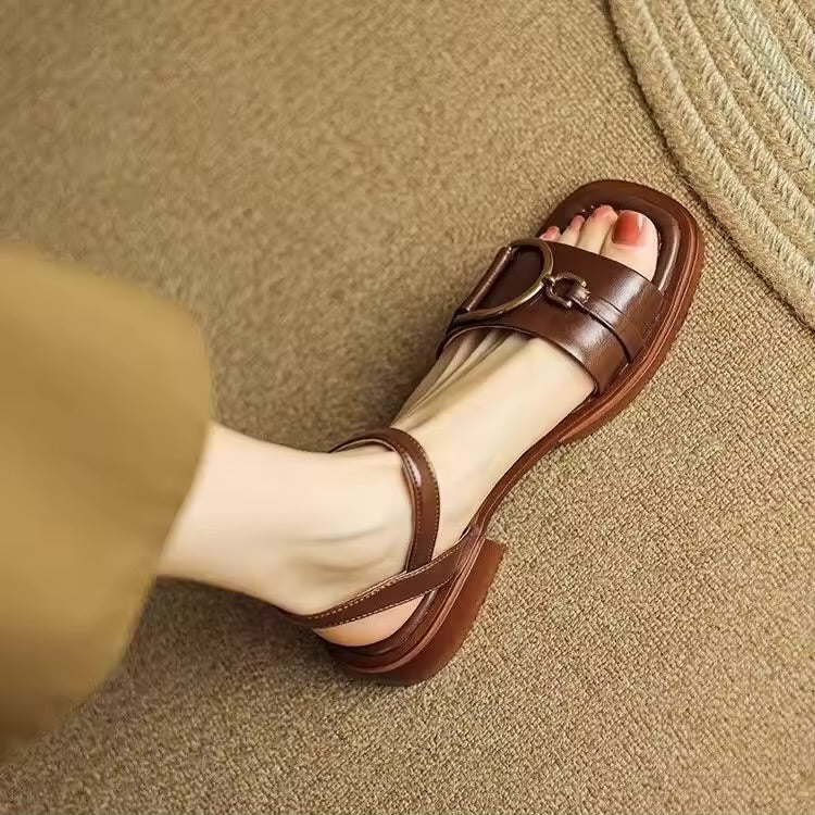 Retro Leather Buckle Sandals