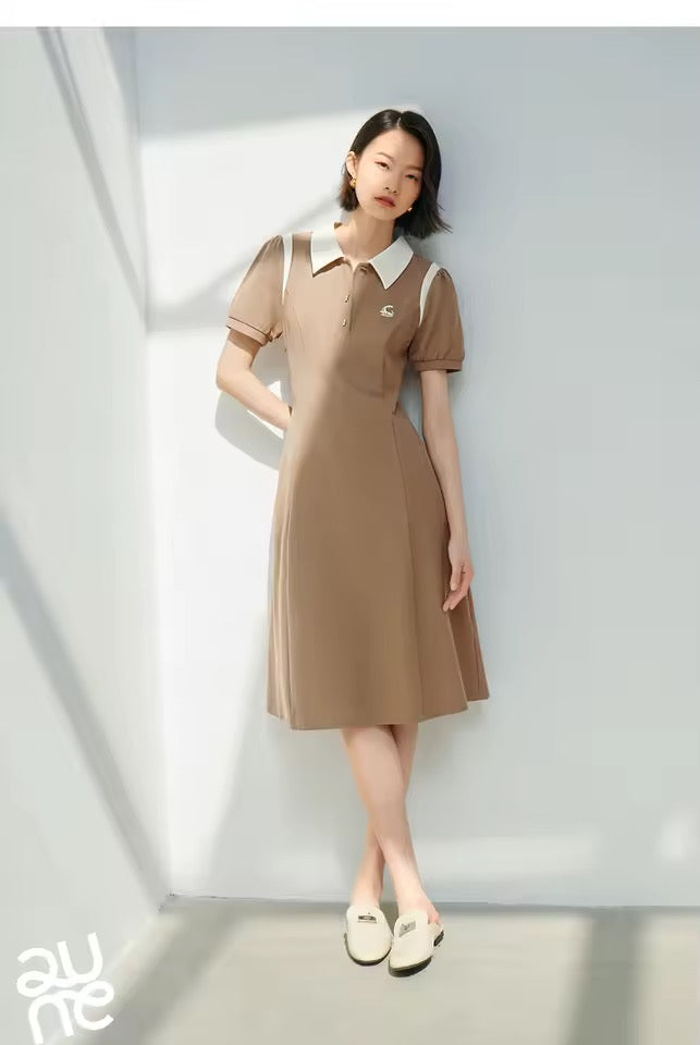Contrast Polo Dress