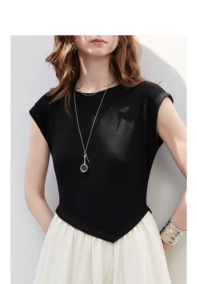 Asymmetric Contrast Midi Dress