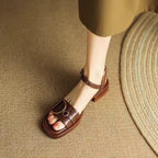 Retro Leather Buckle Sandals
