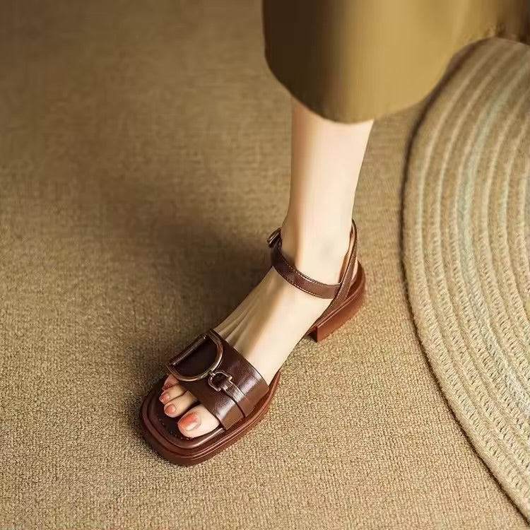 Retro Leather Buckle Sandals