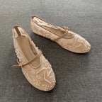 Embroidered Pearl Mary Janes