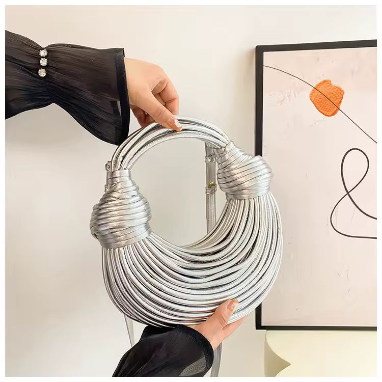 Handwoven Metallic Knot Bag