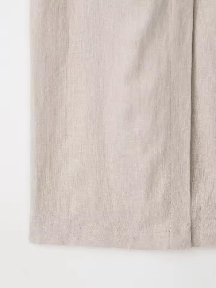 Linen Midi Dress with Belt