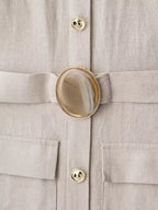 Linen Midi Dress with Belt