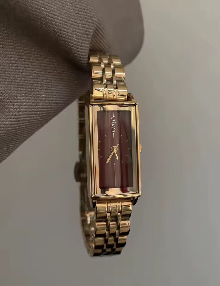 Golden Noir Rectangle Watch