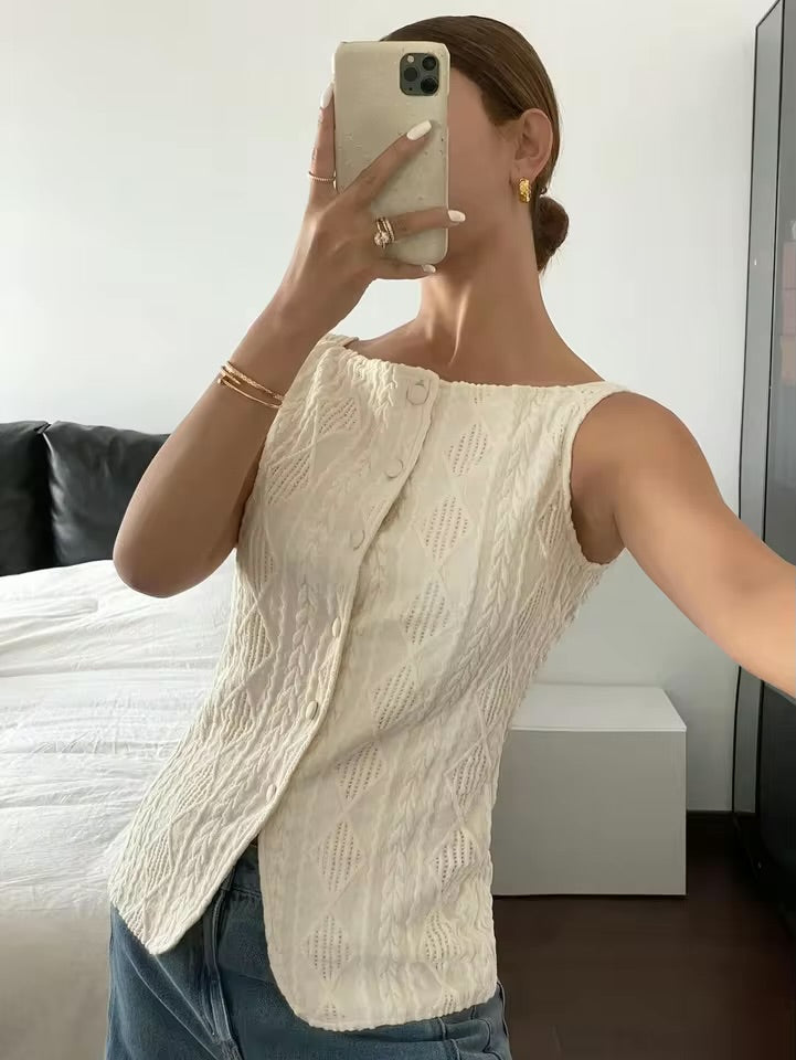 Textured Button-Up Blouse