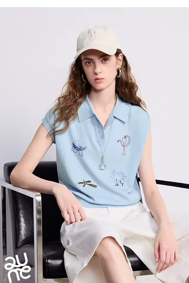 Ice Silk Embroidered Polo