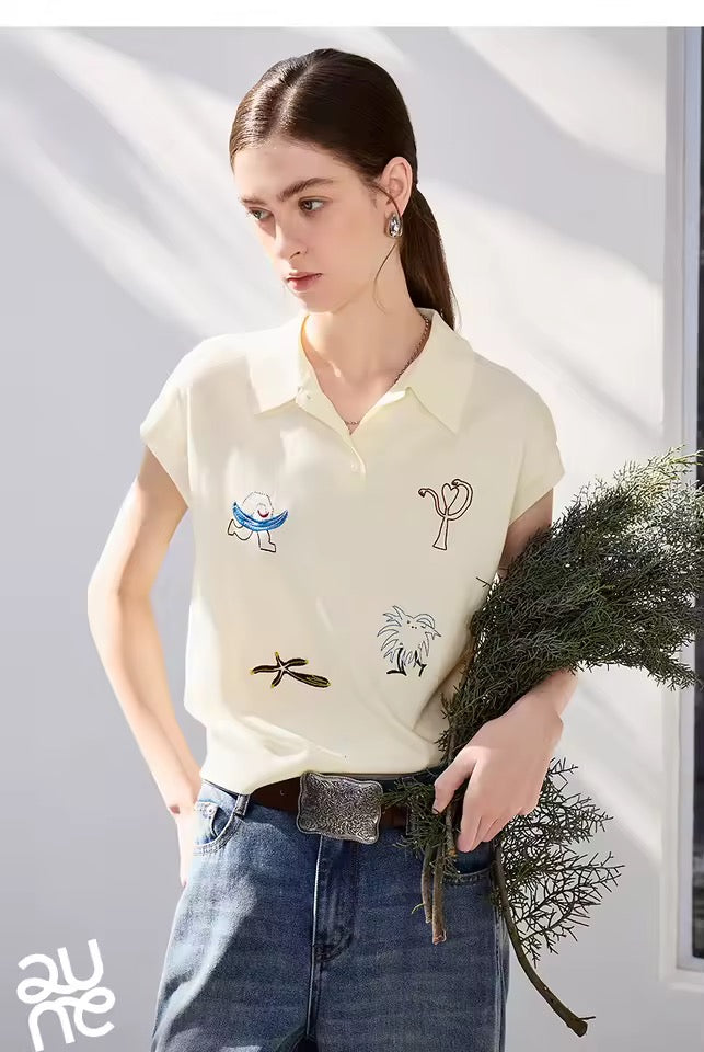Ice Silk Embroidered Polo