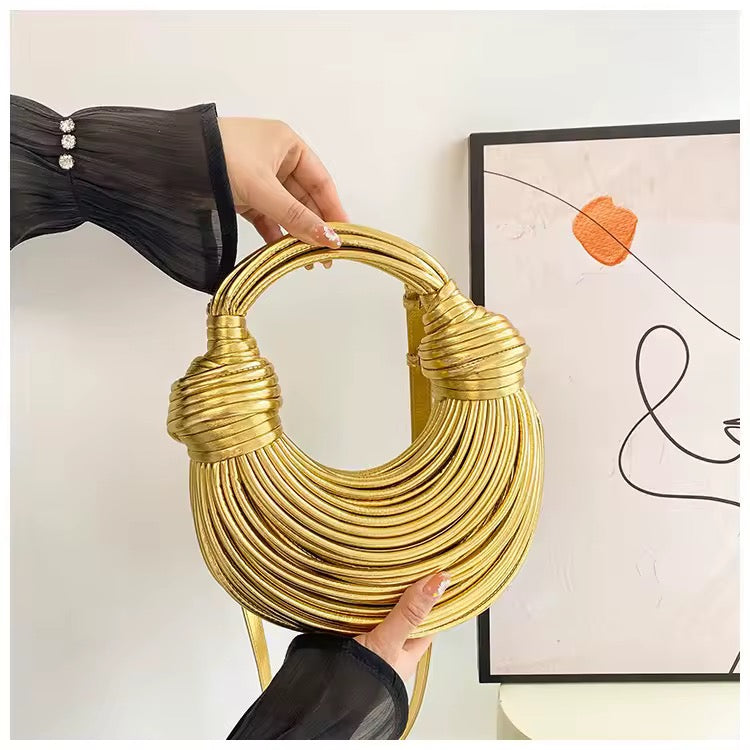 Handwoven Metallic Knot Bag