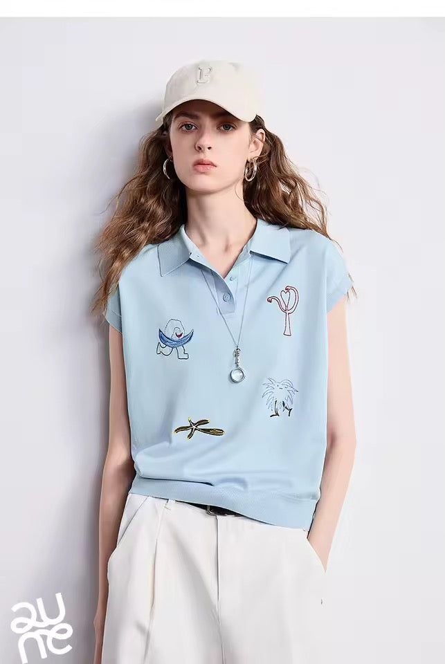 Ice Silk Embroidered Polo