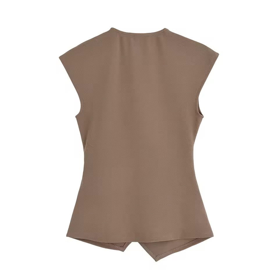 Asymmetric Wrap V-Neck Vest
