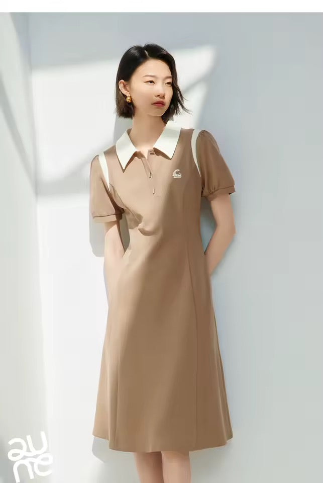 Contrast Polo Dress