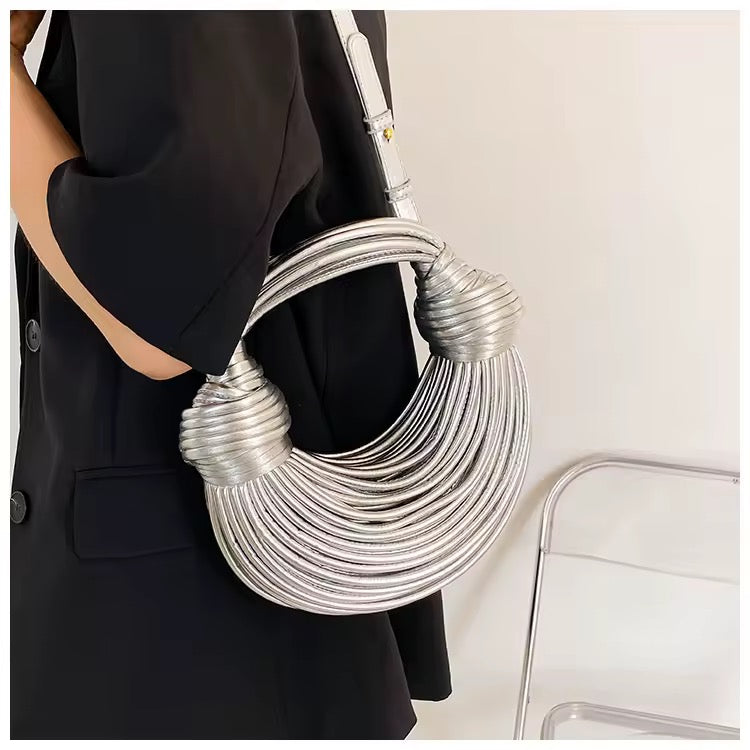 Handwoven Metallic Knot Bag