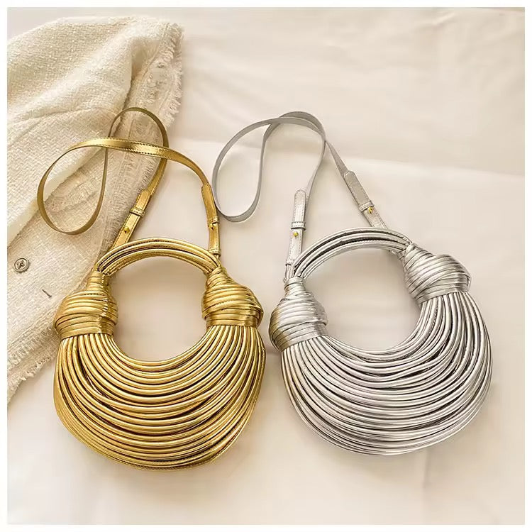 Handwoven Metallic Knot Bag